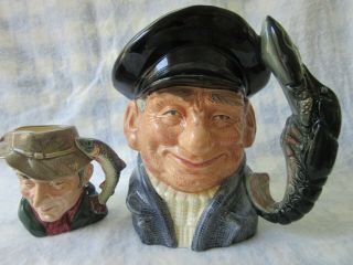 Vintage Royal Doulton Toby Mugs.  1 Large (lobster Man),  1 Small (the Poacher)