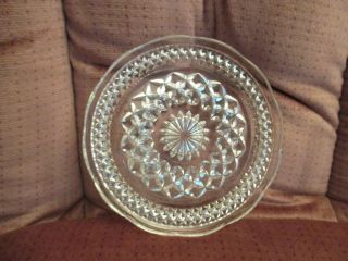 Vintage Cut - Glass Clear Round Diamond Pattern Plate Scalloped Edge 9 1/2 " Across