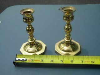 Vintage Baldwin Matching Pair 5 " Tall Solid Heavy Brass Candlesticks (a)