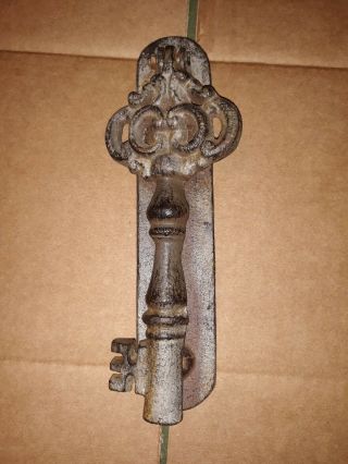 Vintage Cast Iron Key Shaped Door Knocker 8 X 3 Inch Heavy Weight Skelton Key