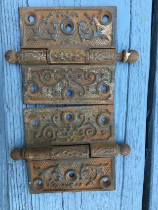 Victorian Door Hinges 3 1/2 X 1 1/2 Old Vintage Antique