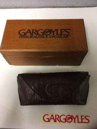 Vintage Gargoyles Sunglasses Leather Case Only Sun Glasses Eye Lens,  Wood Box