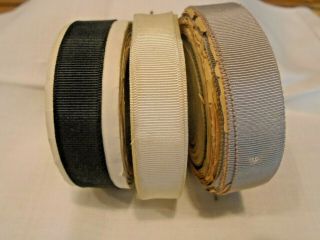 3 rolls antique grosgrain ribbon.  black,  white,  grey - 5/8 