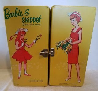Vintage Barbie And Skipper Vinyl Carrying Case,  Double Trunk,  1964,  Mattel