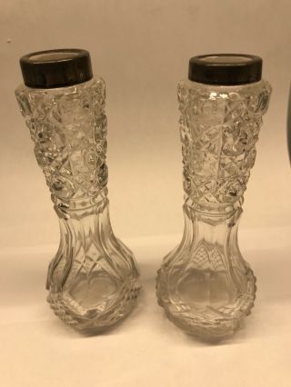 Charles May Silver Topped Scent Bottles / Bud Vases