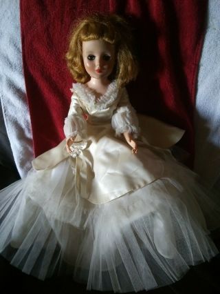Vintage American Character Hard Plastic Doll.  Dressed In Wedding Gown.