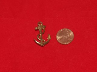Antique Unknown Ww1 Era Navy Anchor Badge Pin Button Brass