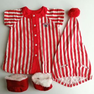 Teddy Ruxpin Red White Stripe Pajama Night Shirt Hat & Slippers Vintage Wow 1985