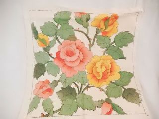 Vintage Bold Floral Floral Pillow To Embroider & Complete Old Stock 16 X 16 "