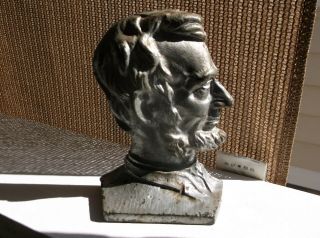Vtg Early 20th C.  Abraham Lincoln Cast Iron Bookend - 1 Bronze Bust Figure Statue