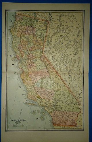Vintage Circa 1886 California Map Old Antique Atlas Map