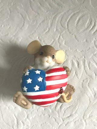 Charming Tails A Patriotic Heart Enesco Mouse Lapel Pin Flag Heart 4th July