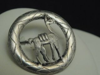 Antique Peruvian Sterling Silver Etched Llama Figural Brooch Estate Pin Signed