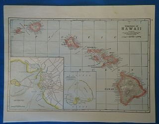 Vintage Circa 1941 Hawaii - Hawaiian Islands Map Old Antique Atlas Map
