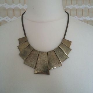 Womens Antique Brass Bronze Gold Tone Statement Necklace Collar Tribal Ethnic S1