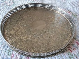 Lovely Vintage Arthur Price Silver Plated On Copper Chased Tray