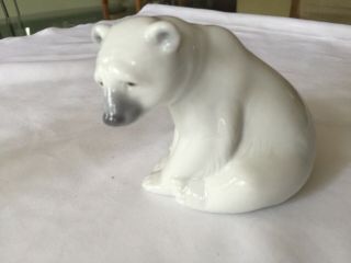 Vintage Lladro Polar Bear Cub Porcelain Collectible Figurine Hand Made In Spain