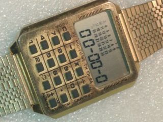 Vintage 1980s Advance Gold Toned Calculator Stopwatch Battery 2