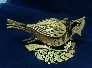 Vtg Danbury 23k Gold Plated 1999 Ornament Cardinal Bird Filigree 2 " X 4 "