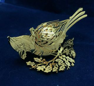 vtg Danbury 23k Gold Plated 1999 Ornament Cardinal Bird filigree 2 