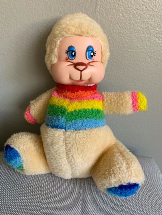 Vintage Rubber Face Plush Rainbow Doll Toy Stuffed Porto Play Inc