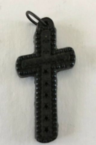 Antique Mourning Cross Crucifix Pendant Gothic Black Glass Victorian