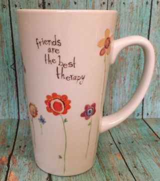 Natural Life Friends Are The Best Therapy Mug Coffee Cup Wildflowers Artsy Boho