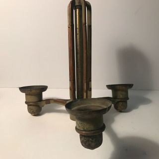 Antique Art Deco Brass Painted 3 Socket Ceiling Light Fixture