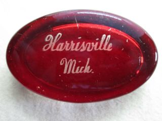 Antique Ruby Red Flash Glass Harrisville,  Michigan Paper Weight