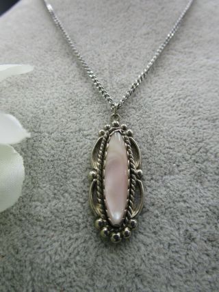 Vintage Estate White Mother Of Pearl Abalone Necklace 17 "