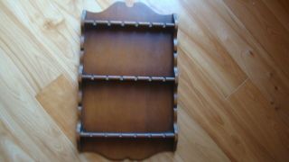 Vintage Wooden Souvenir Spoon Collector Wall Rack Display Holder Holds 18 Spoons