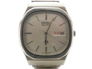 Gents Retro Japan Sieko 7126 Day Date Quartz Stainless Steel Wristwatch Watch