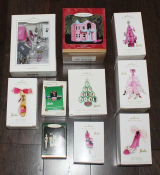 (10) Hallmark Keepsake Barbie Christmas Ornaments Shoes Accessories Heels Pink