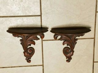 2 Vintage Wooden Wall Sconce 9 " T X 9 " W