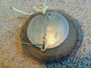 Antique Vintage Fishing Gear Trap Cricket Basket Bucket Woven Wire Metal 3