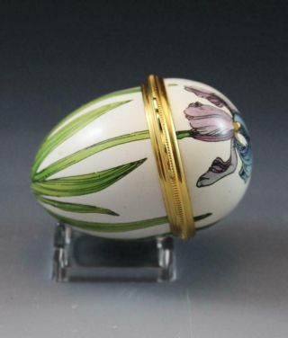 Tiffany & Co Halcyon Days Egg Shaped Enameled Trinket Box With Purple Irisis