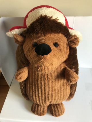Dan Dee Hedge Hog Plush Vintage Brown Ground Hog Flap Hat 16 " Stuffed Animal