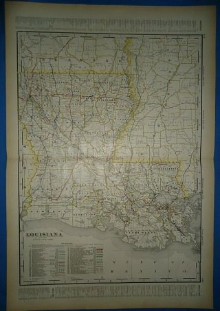 Vintage Circa 1904 Louisiana Railroad Map Antique Folio Size Atlas Map