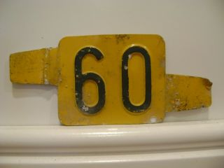 Yellow 60 Delaware License Plate Date Insert Tag Antique Car Vintage