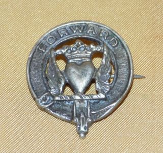 Antique Scottish Silver Forward Winged Crowned Heart Azure Clan Douglas Brooch