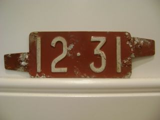 Red 12 - 31 Delaware License Plate Date Insert Tag Antique Car Vintage