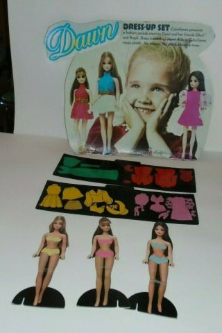Vintage Dawn Doll colorforms parts and cardboard cut out lid sign 2