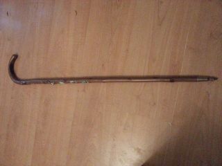 Vintage/antique Swiss Wooden Walk/hiking Stick With Medallions & Pointed Ferrule