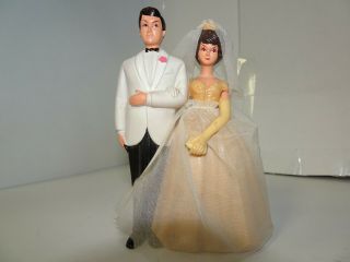 Vintage Mid Century Bride And Groom Cake Topper 1950 