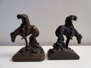 Bookends End Of The Trail James Earle Fraser Ppie Pompeian Bronze Clad Ca.  1915