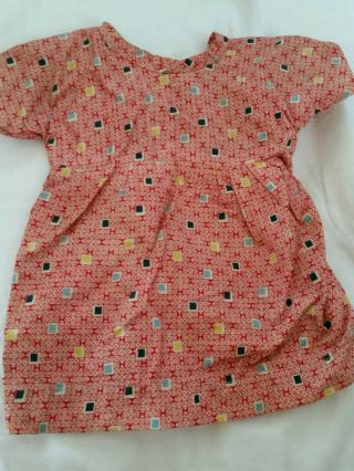 Antique Doll Dress Handmade,  Old Cotton Fabric Print Clothes
