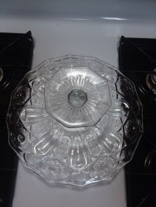 Antique Vintage Pressed Clear Glass Cake Plate Pedestal Cake Plate tear drop 4