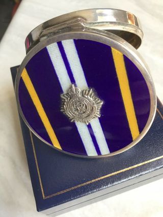 Antique Solid Silver & Enamel Compact Links To George V (rare Royal Gift)