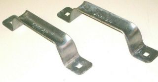 PAIR Vintage Push Pull Door Gate Steel Handles Large Industrial Drawer Pulls 3
