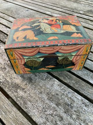 Vintage Wooden Hand Painted Box - Indian / Asian ?